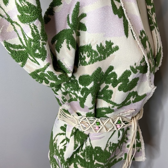 MAJE Imprime‎ Aloha Beige Belted Cardigan Jacket sz 2 SMALL - Picture 7 of 11